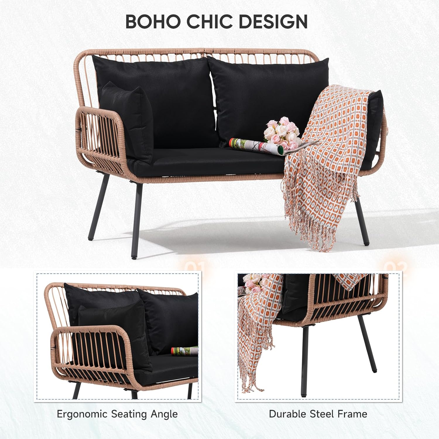 Outdoor Wicker Patio Conversation Set