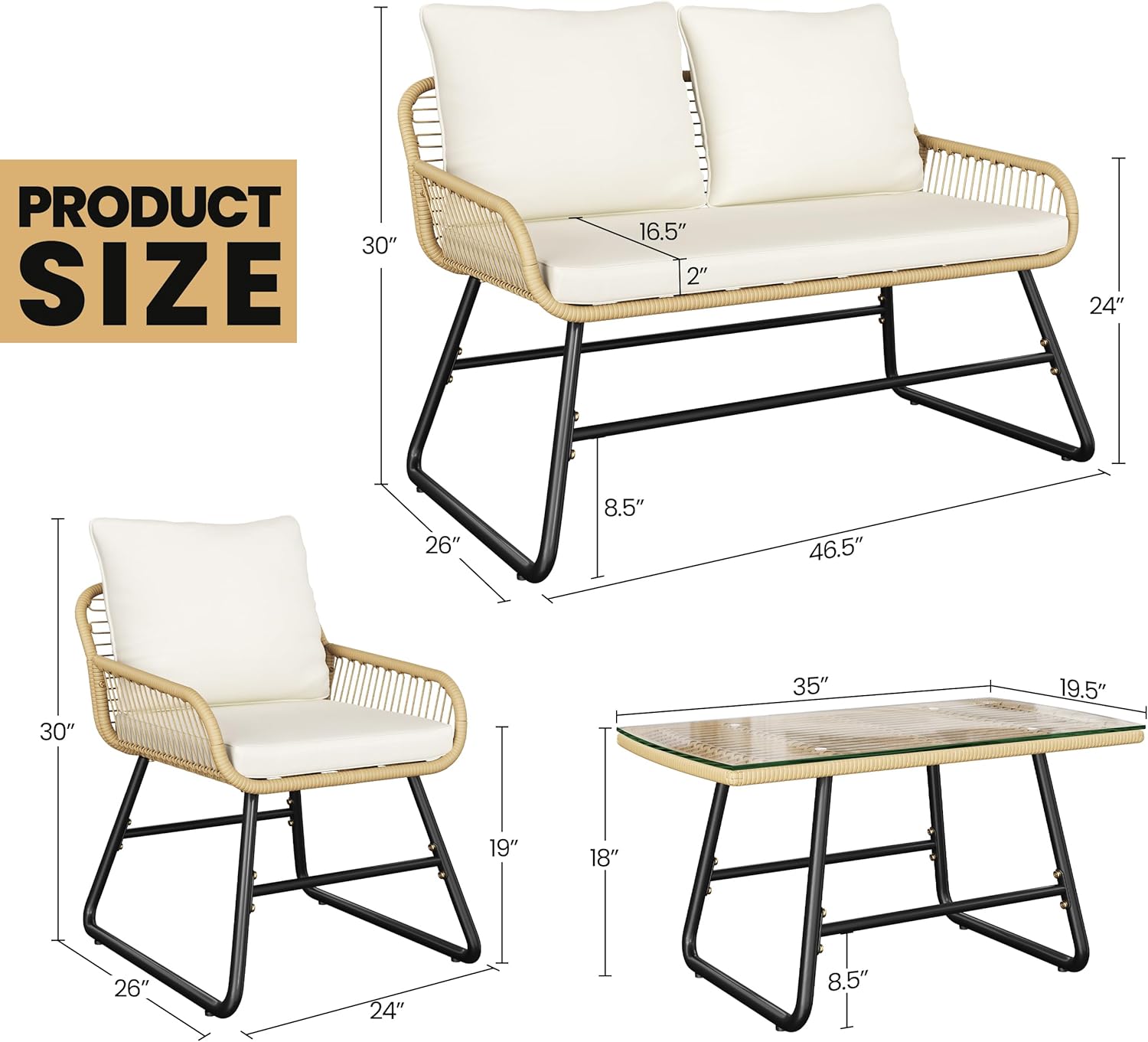 4 Piece Patio Furniture Set