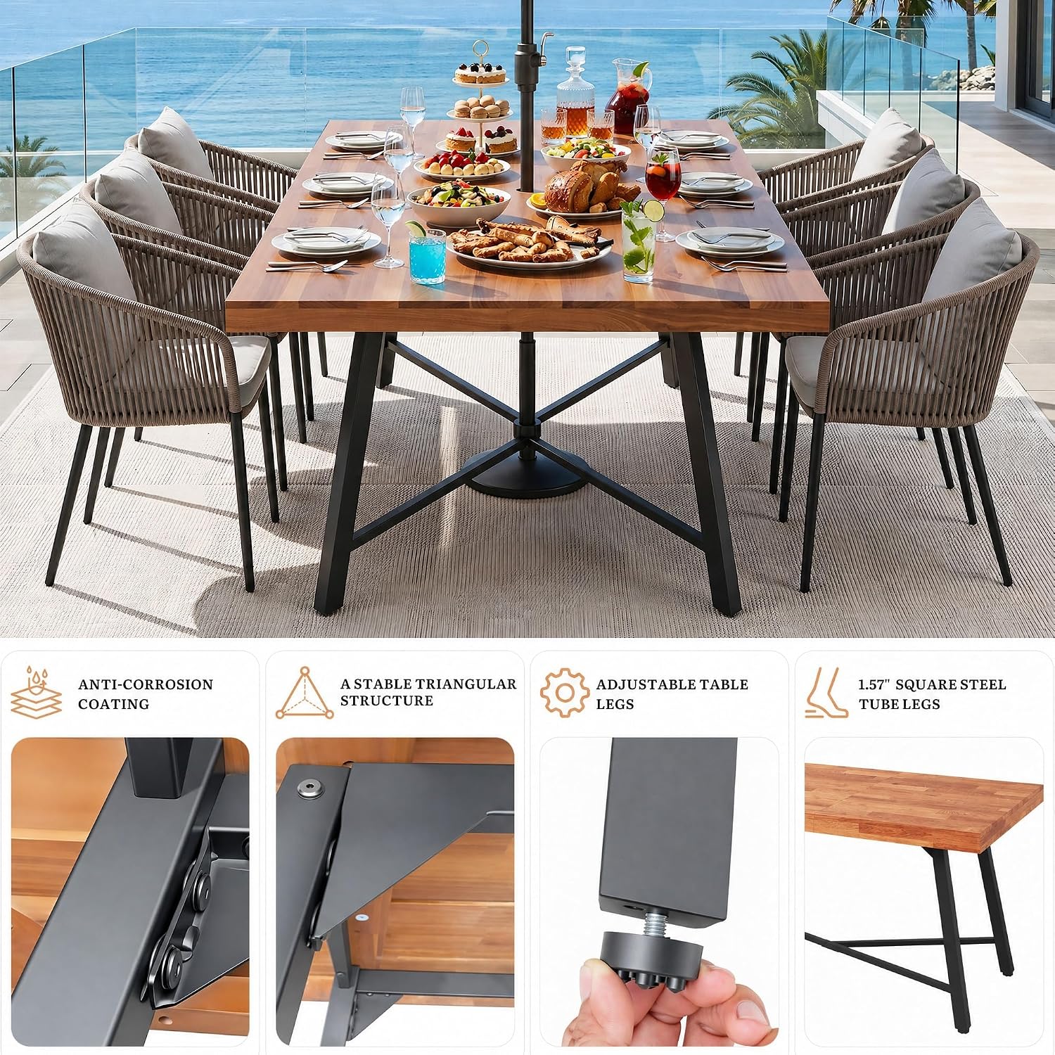 Acacia Wood Outdoor Dining Table