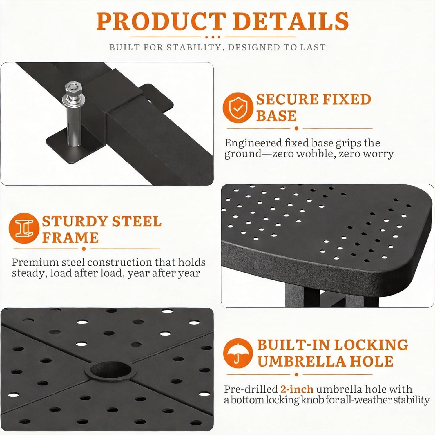 Round Metal Picnic Table with Umbrella Hole