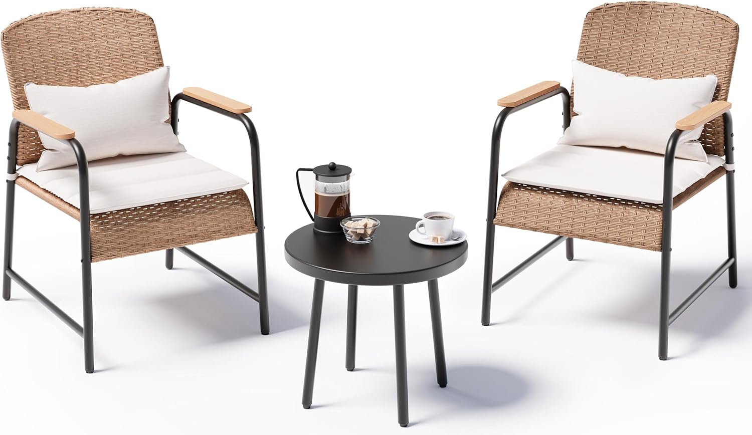3-Piece Outdoor Bistro Set with Side Table