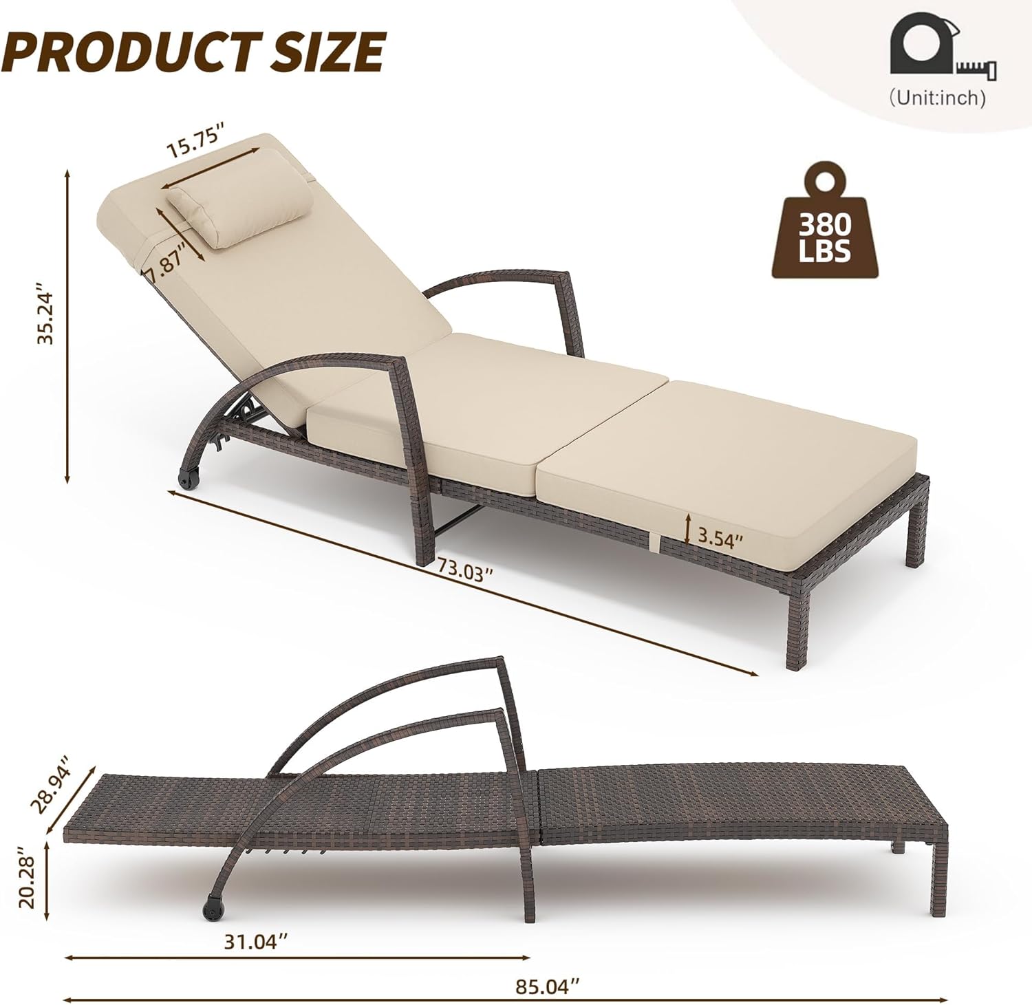Outdoor Chaise Lounge Set of 2