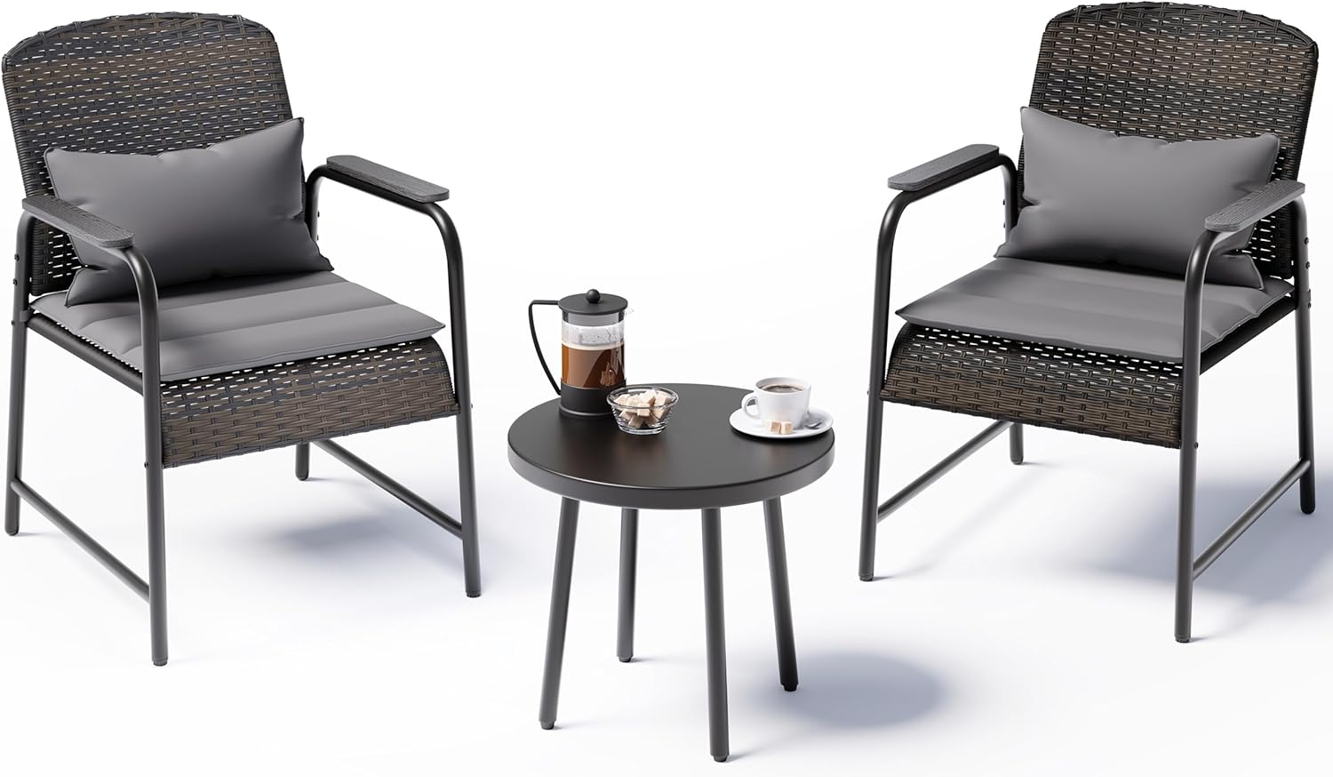 3-Piece Outdoor Bistro Set with Side Table