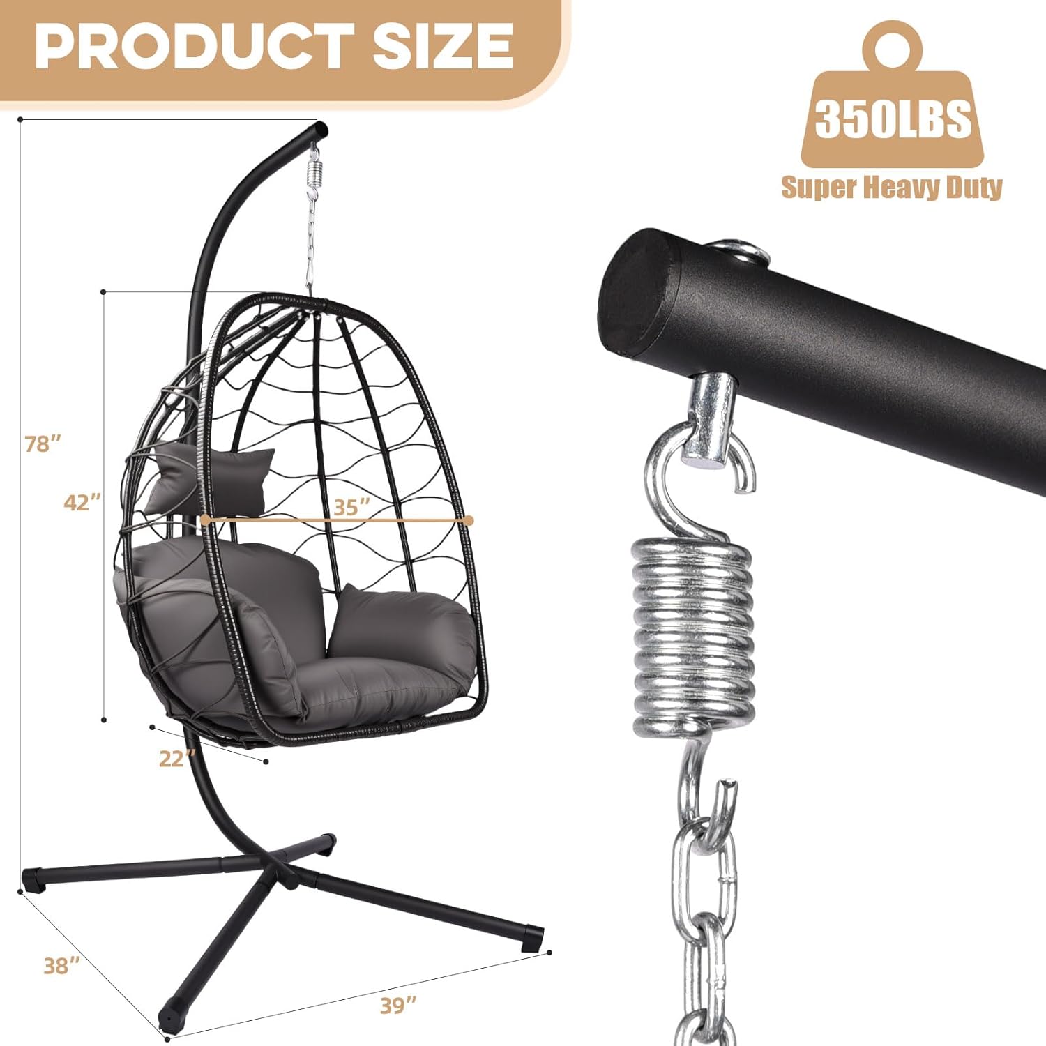 Ratten Wicker Hanging Egg Chai