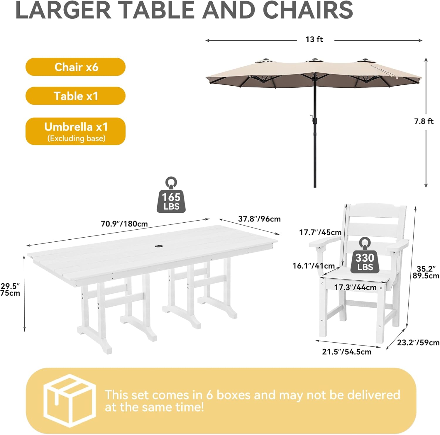 Patio Dining Set with 13ft Umbrella