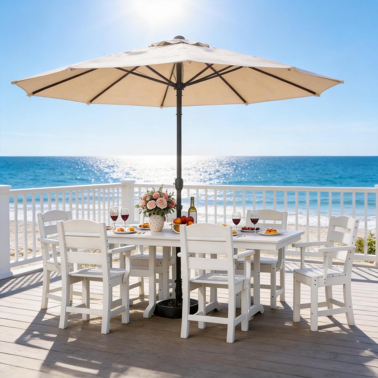 Patio Dining Set with 13ft Umbrella