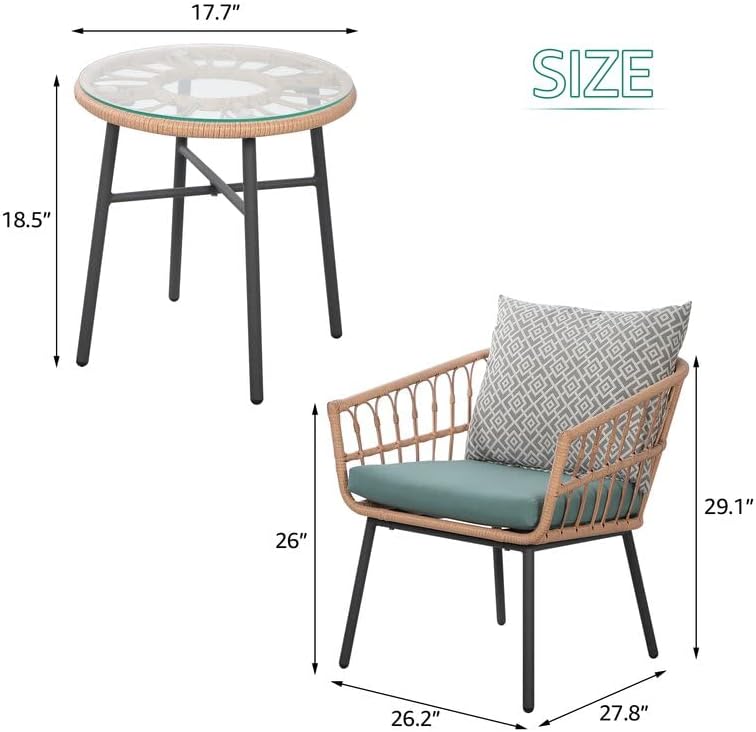 3 Piece Patio Furniture Outdoor Conversation Bistro Set 