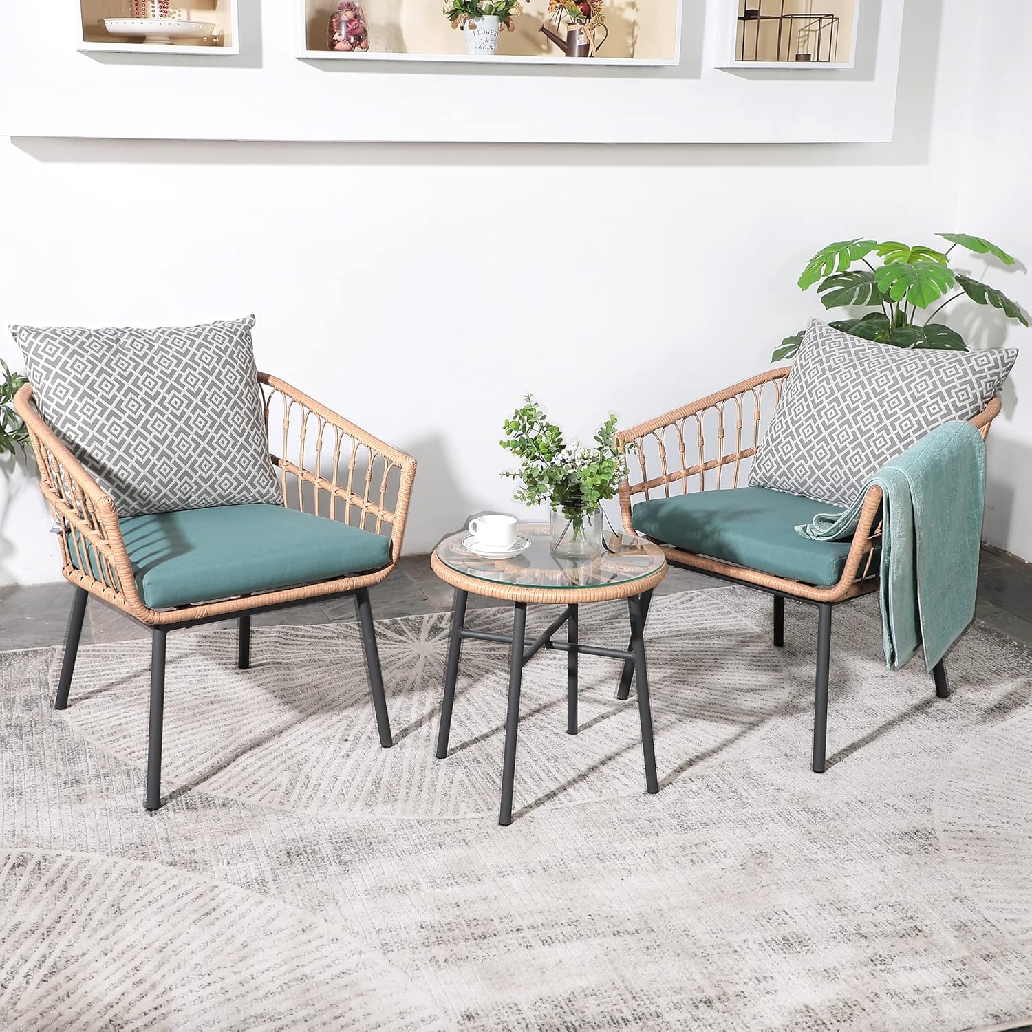 3 Piece Patio Furniture Outdoor Conversation Bistro Set 