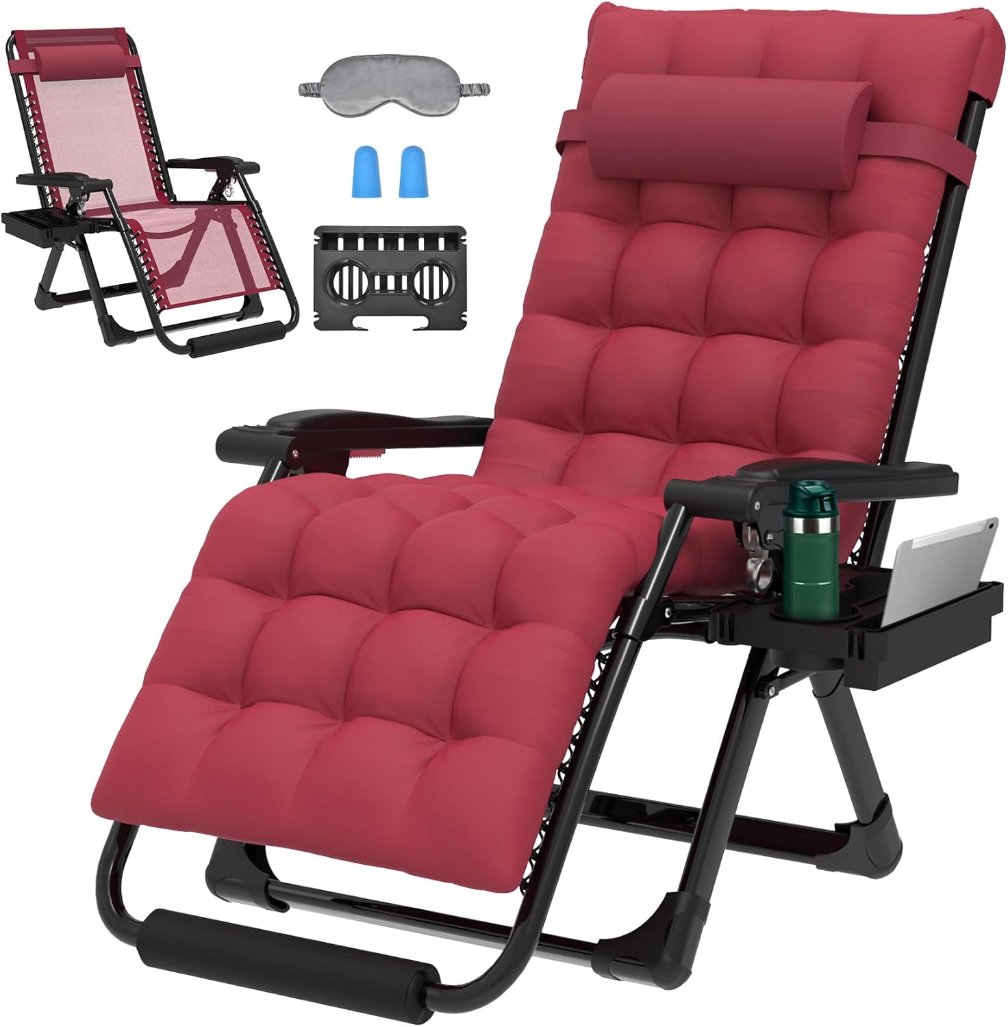 29In XL Zero Gravity Chair w/Cushion, Zero Gravity Recliner Lounge Chair for Indoor and Outdoor
