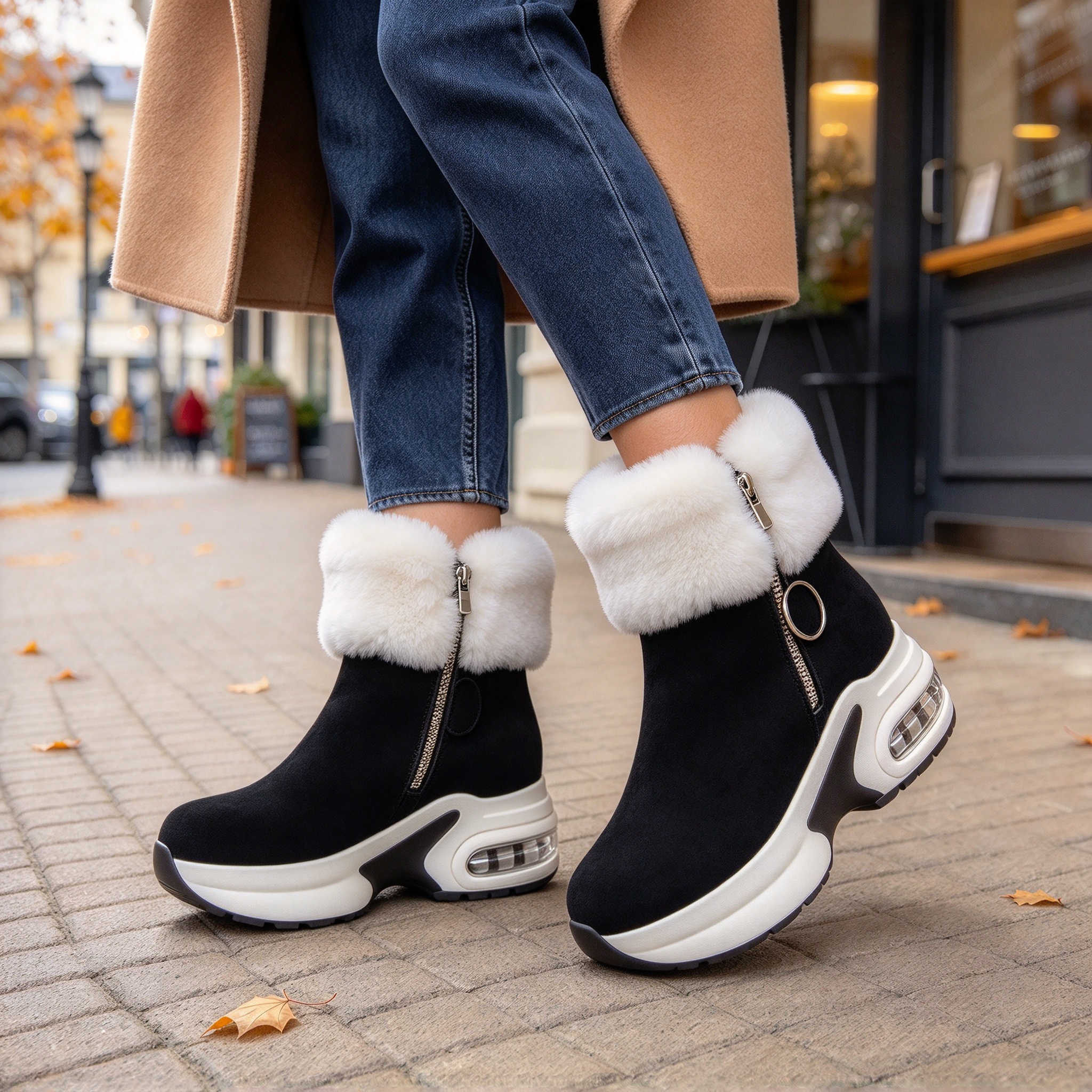 Snowvera – Plush-Lined Wedge Ankle Boots
