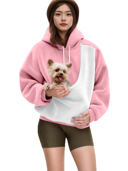 Flannel Pet Carrier Hoodie — Warm, Cozy & Convenient Kangaroo Pouch Sweatshirt for You and Your Pet