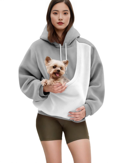 Flannel Pet Carrier Hoodie — Warm, Cozy & Convenient Kangaroo Pouch Sweatshirt for You and Your Pet