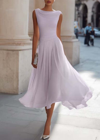 Women's Solid Color Round Neck Sleeveless Casual Loose A-line Dress
