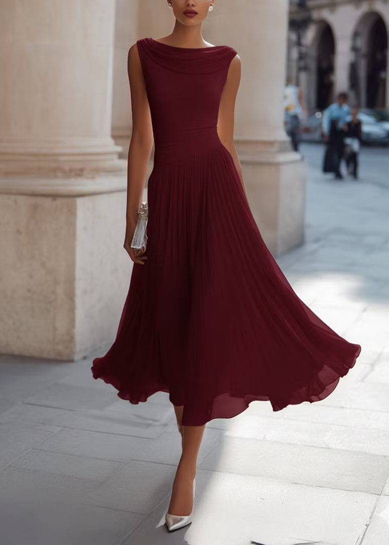 Women's Solid Color Round Neck Sleeveless Casual Loose A-line Dress