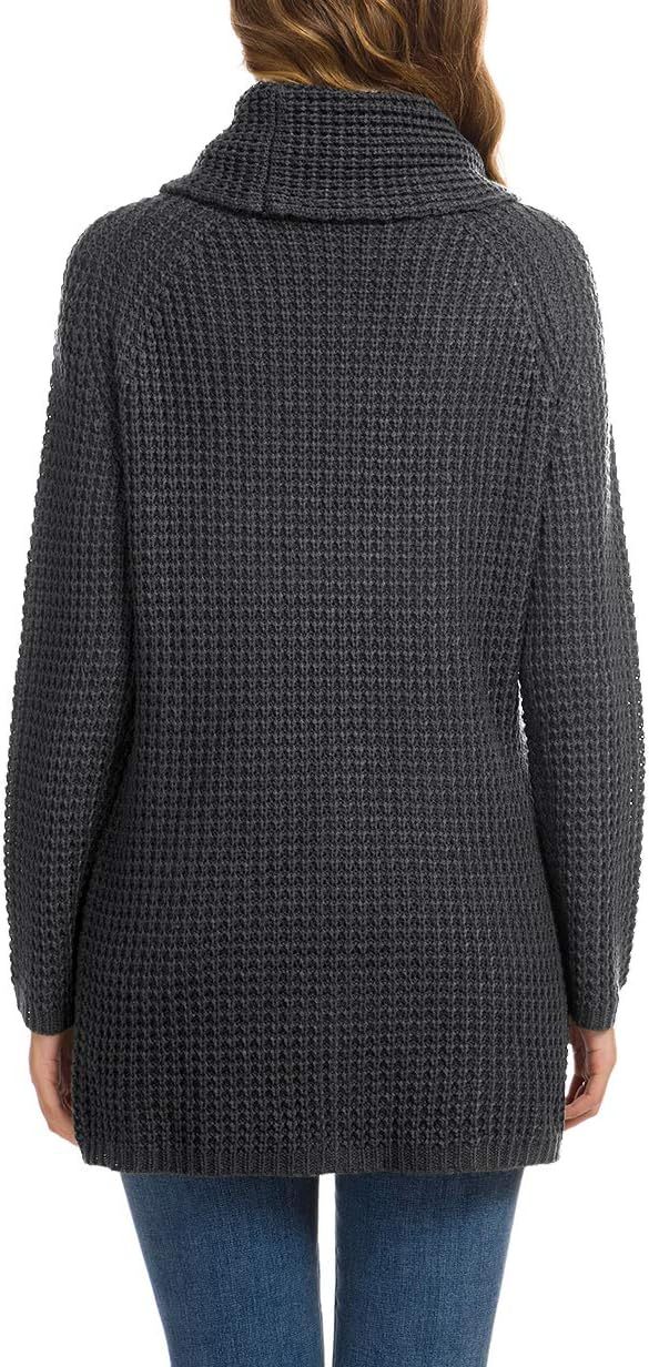 Women's Chunky Turtleneck Long Sleeve Asymmetric Hem Loose Knit Pullover Sweaters