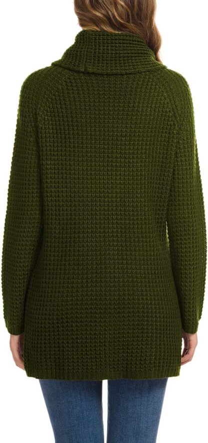 Women's Chunky Turtleneck Long Sleeve Asymmetric Hem Loose Knit Pullover Sweaters