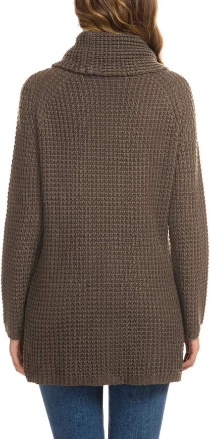 Women's Chunky Turtleneck Long Sleeve Asymmetric Hem Loose Knit Pullover Sweaters