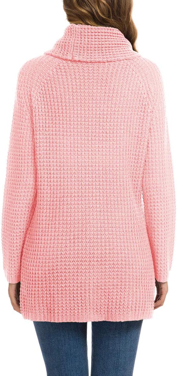 Women's Chunky Turtleneck Long Sleeve Asymmetric Hem Loose Knit Pullover Sweaters