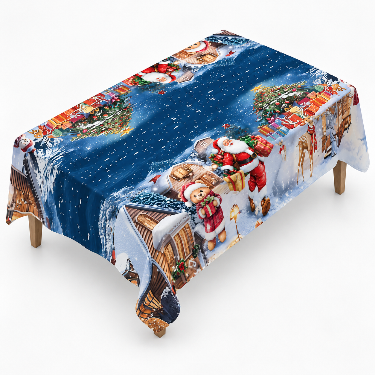 Red Bow Printed Christmas Tablecloth