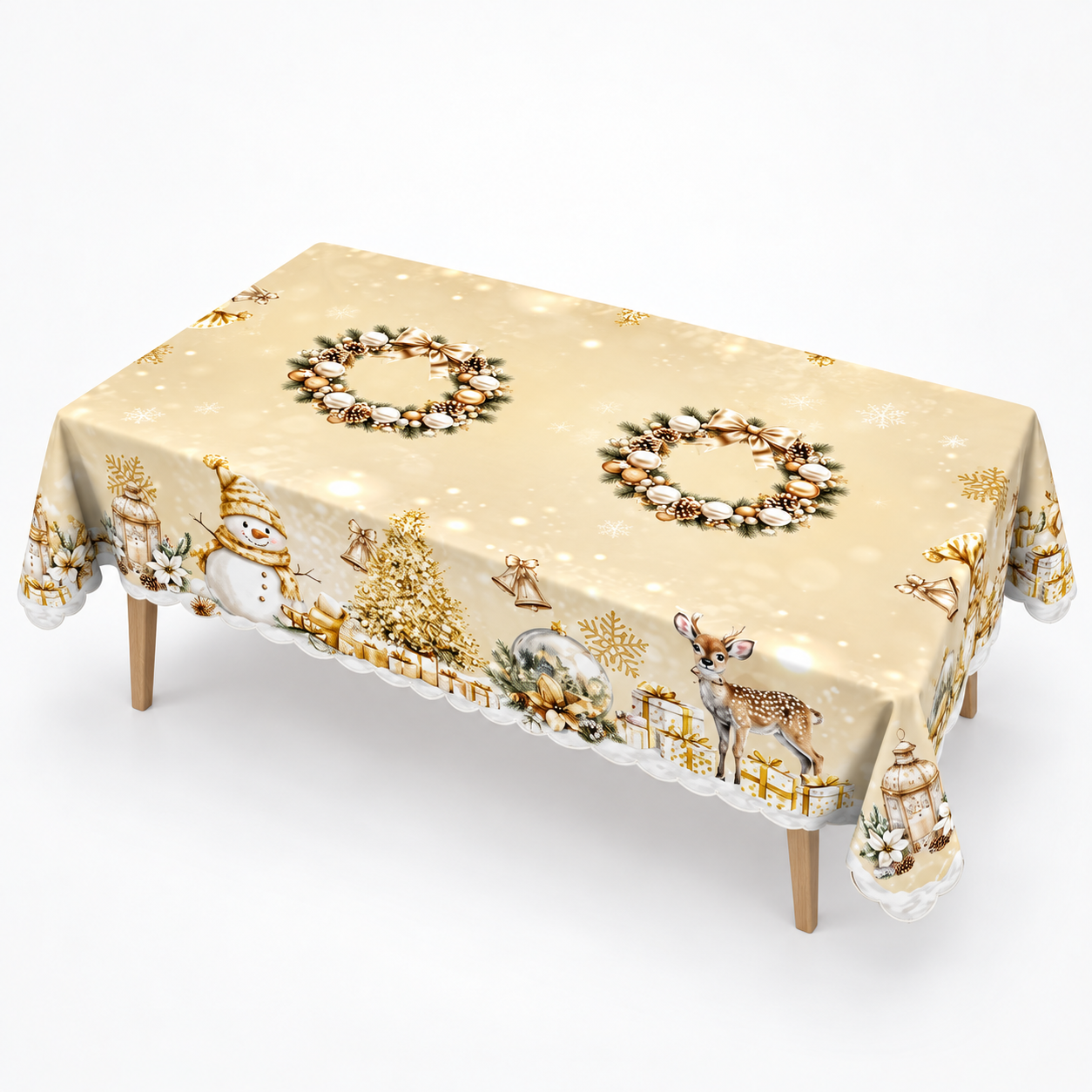 Red Bow Printed Christmas Tablecloth