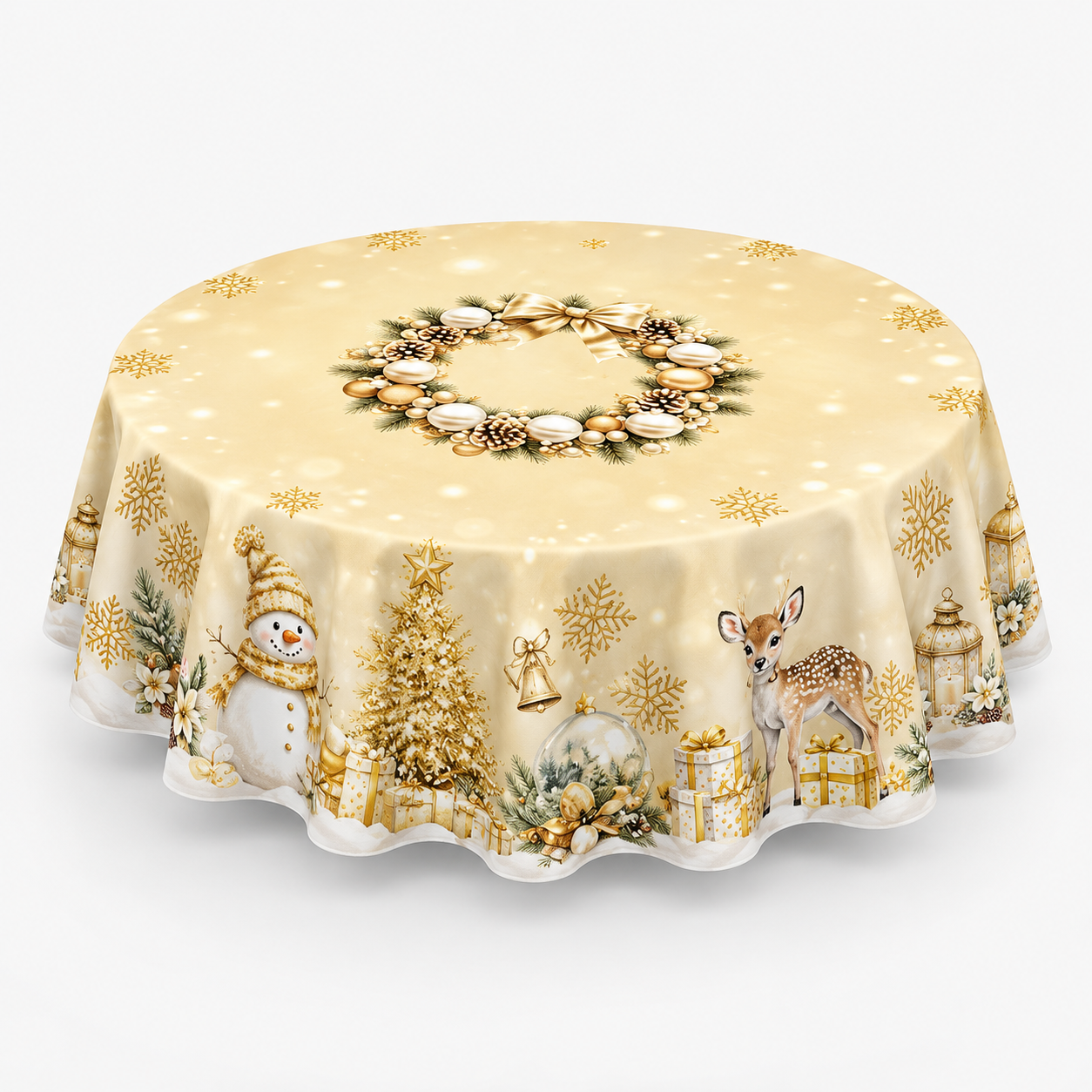 Red Bow Printed Christmas Tablecloth