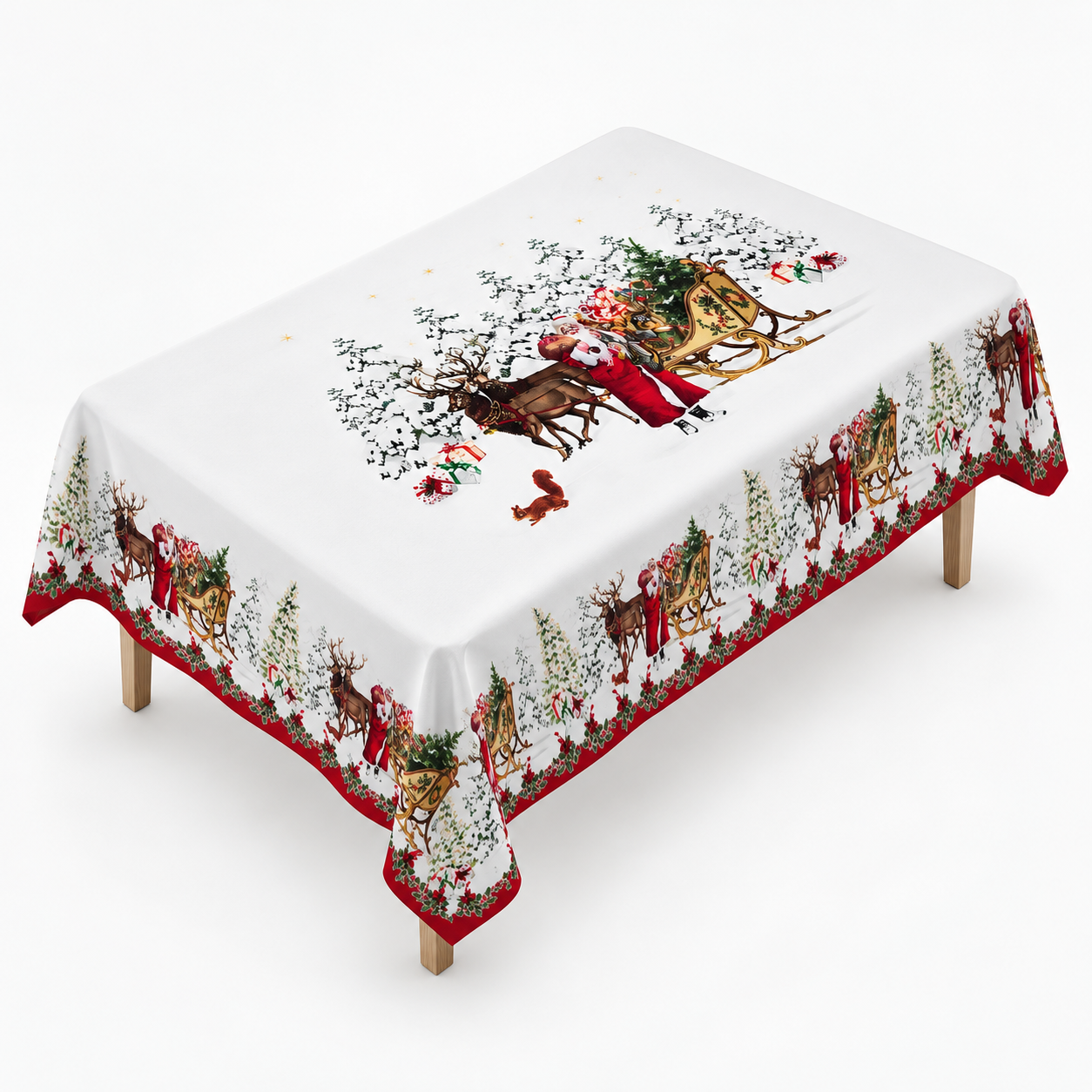 Red Bow Printed Christmas Tablecloth