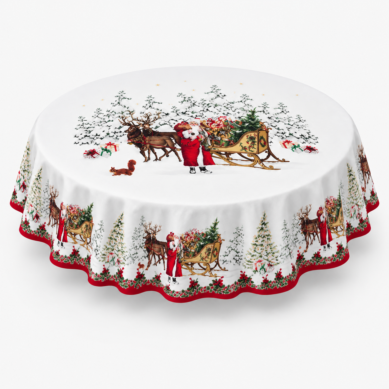 Red Bow Printed Christmas Tablecloth