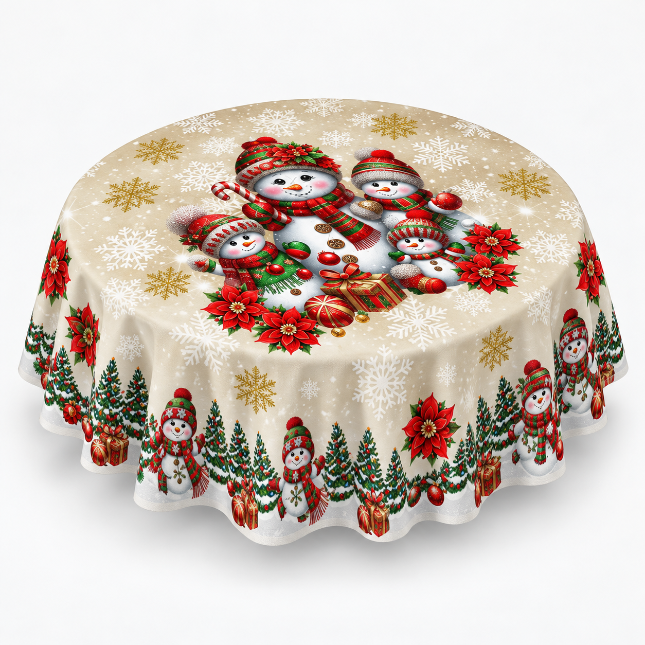 Red Bow Printed Christmas Tablecloth