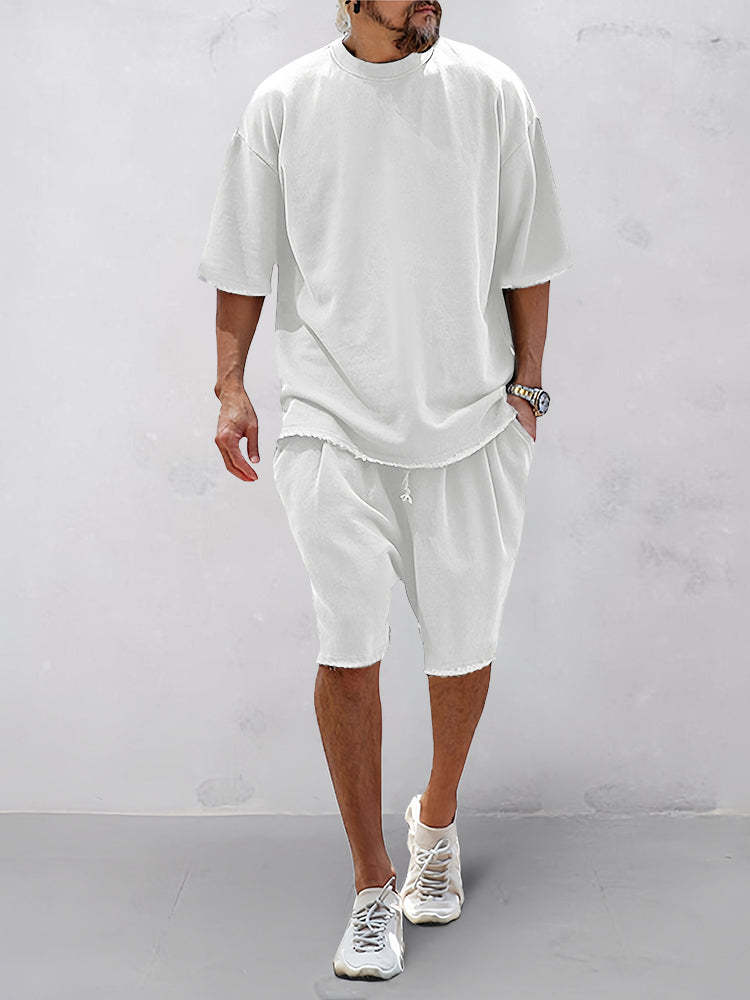 Casual Loose Fit Solid Sports Sets