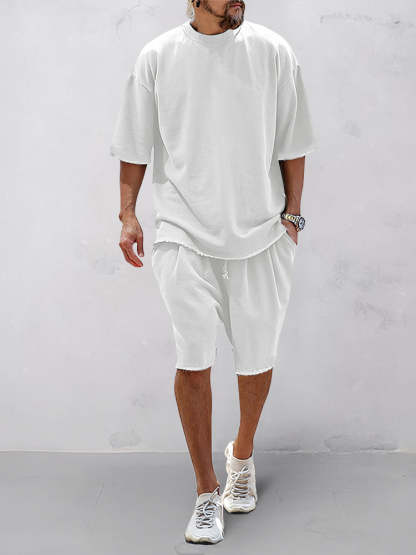 Casual Loose Fit Solid Sports Sets