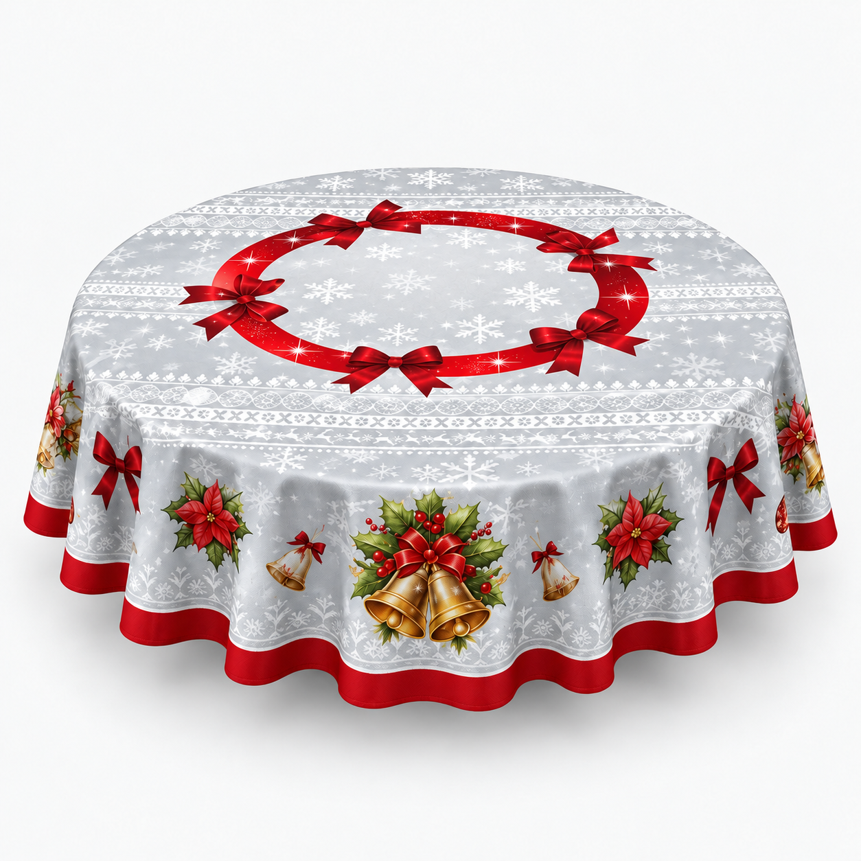 Red Bow Printed Christmas Tablecloth