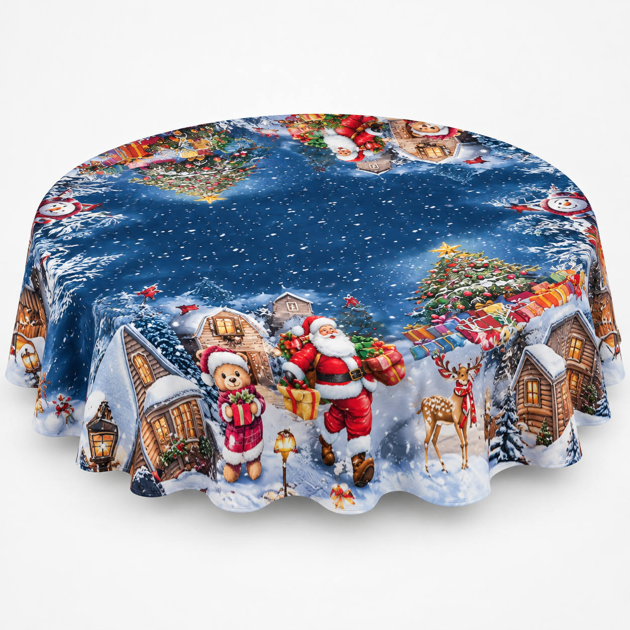 Red Bow Printed Christmas Tablecloth
