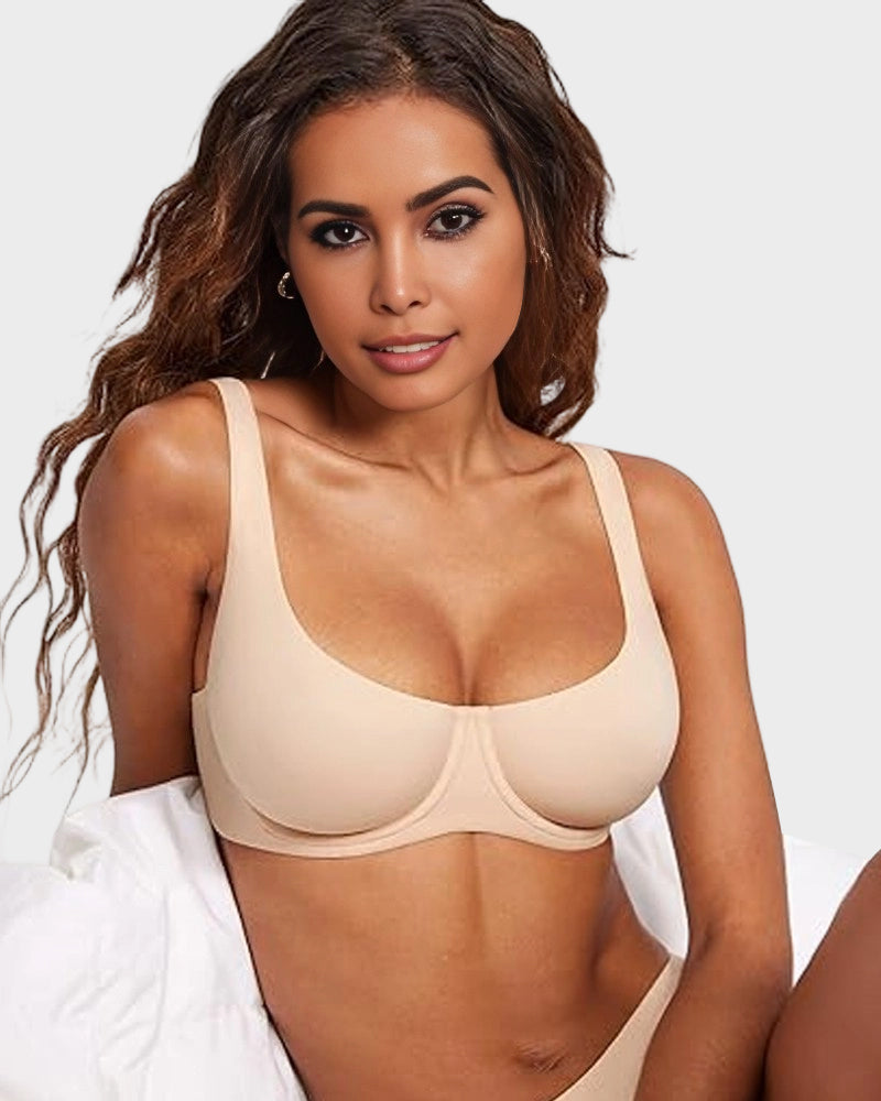 Underwire Support Seamless Unlined Balconette Bra