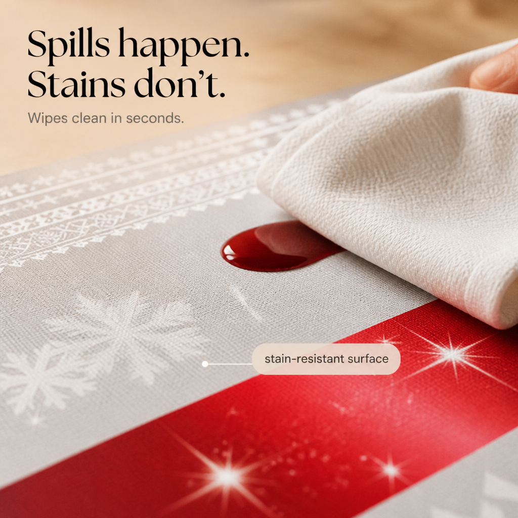 Red Bow Printed Christmas Tablecloth
