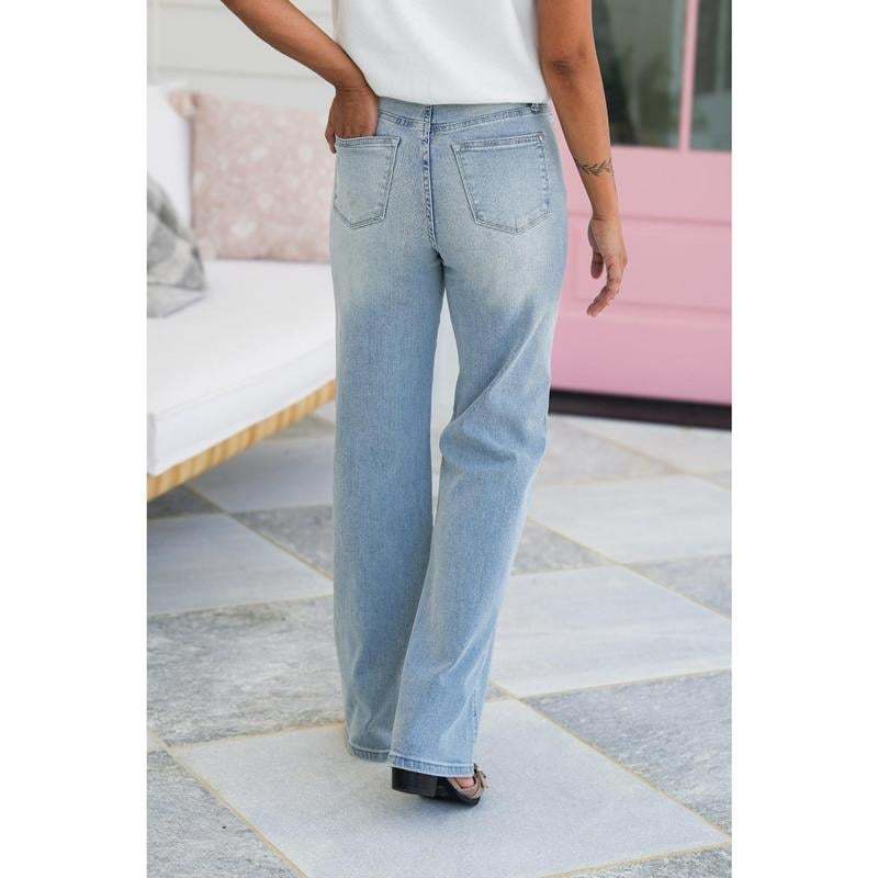 🏆LAST DAY SALE💥 Vintage Wash Plus-Size Jeans — Stretchy, Tummy Control & Straight Leg Fit