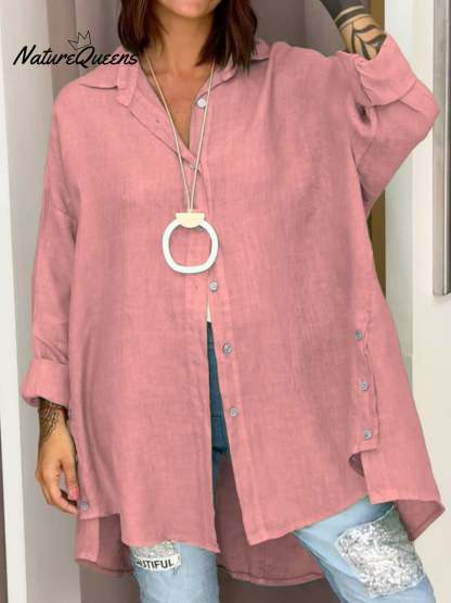 Women's Casual Cotton And Linen Shirt