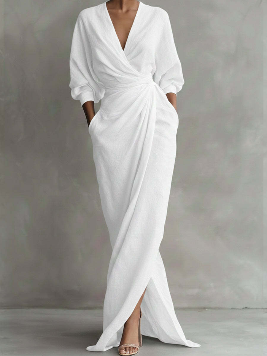 Women's Linen And Cotton Extra-long Dress