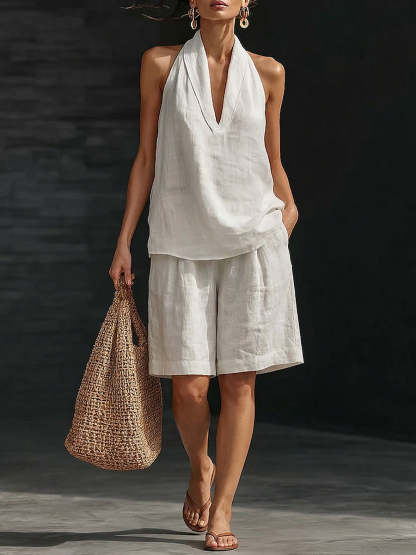 Elegant & Cozy Cotton-linen Two-piece Set