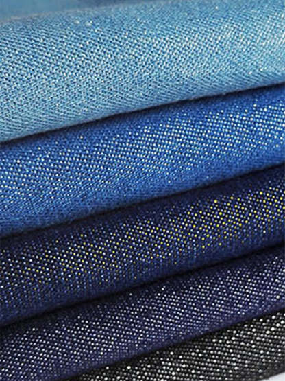 Casual Sparkling Polo-neck Denim Shirt Top