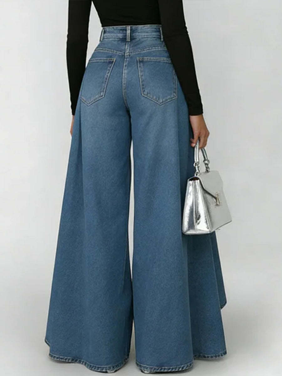 Women's High-Waisted Relaxed Wide-Leg Jeans – Effortless Everyday Comfort