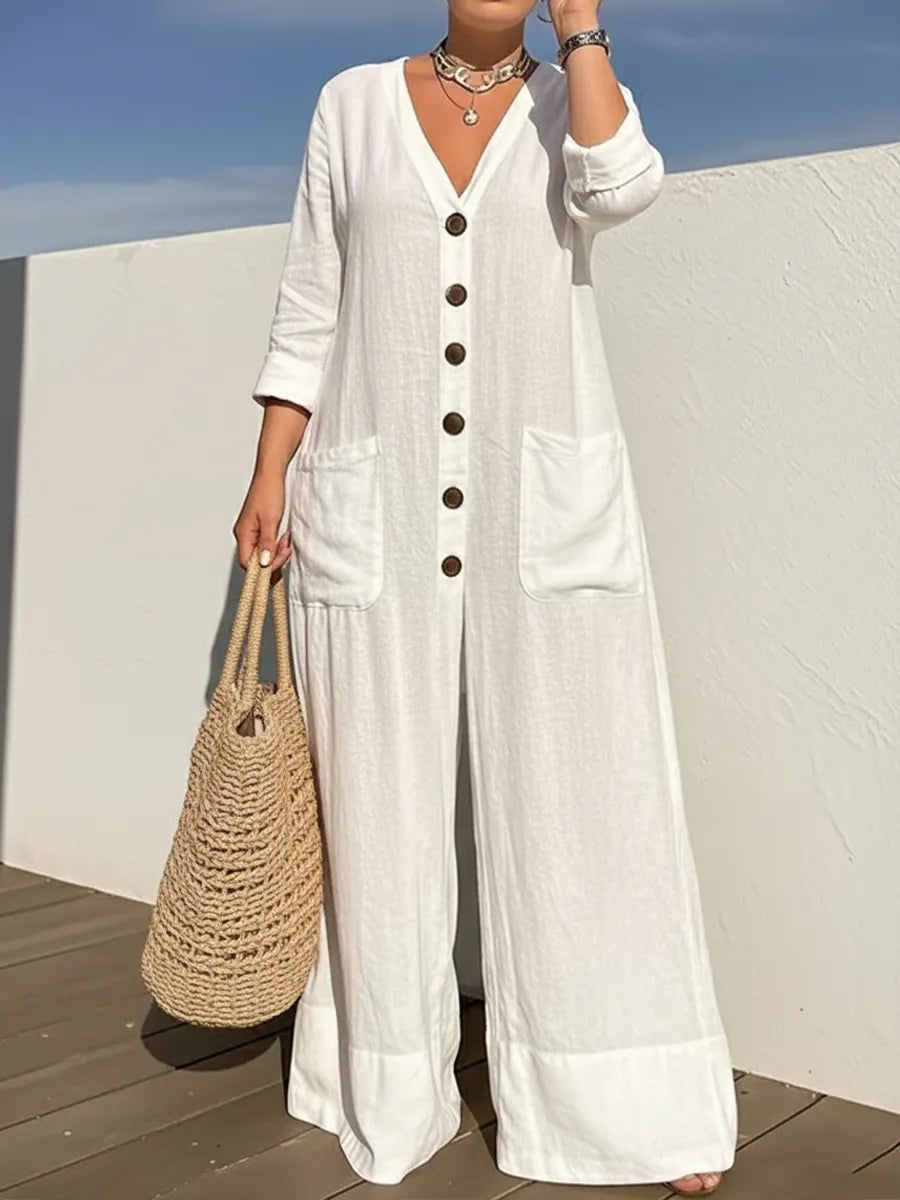 Women's Cozy And Casual Linen And Cotton Jumpsuit