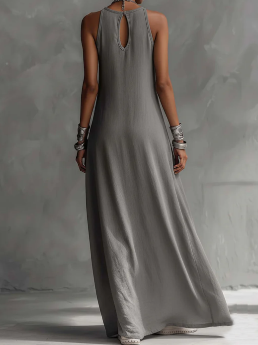 Casual And Cozy Color-blocked Cotton Dress