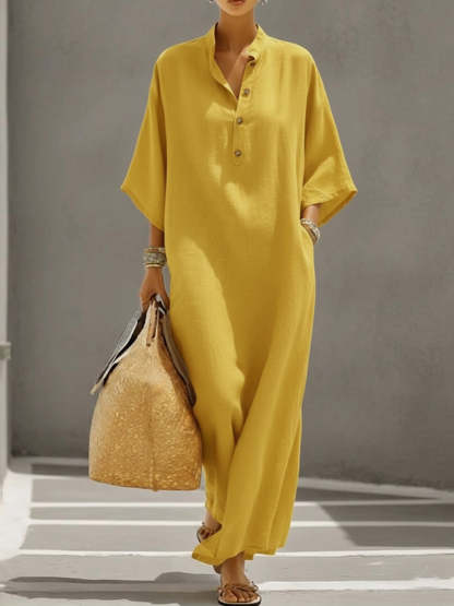 Loose And Cozy Linen And Cotton Dress