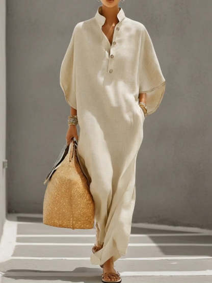 Loose And Cozy Linen And Cotton Dress