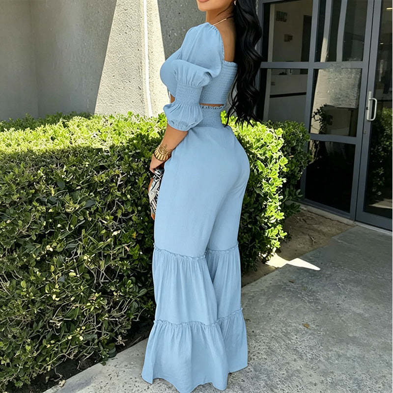 Women’s Crop Top and Flared Pants Set
