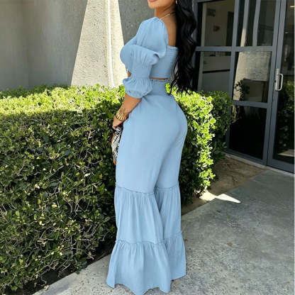 Women’s Crop Top and Flared Pants Set