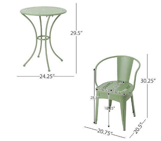 2 - Person Metal Patio Dining Set with Round Table