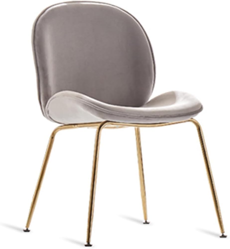 Modern Armless Accent Chair with Gold Metal Legs - Velvet Dining Chair for Living Room, Kitchen, Lounge - Upholstered Side Chair for Dining Room and Makeup Area(Color:Light Pink)