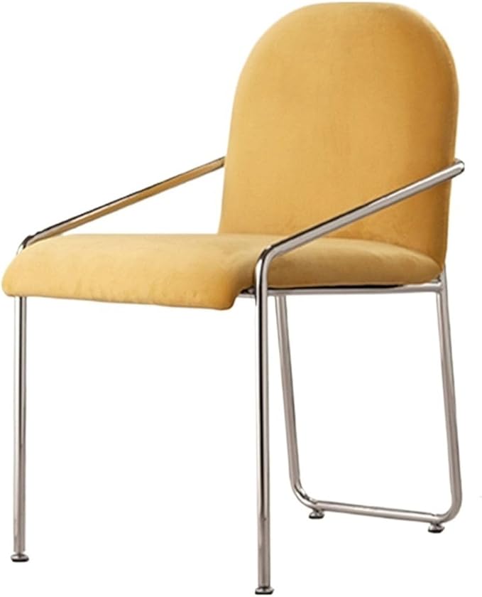 Velvet Dining Chairs, Upholstered Kitchen Dining Chairs with Metal Back and Legs for Living Room, Reception, Waiting Room, Bedrooms Dining Chair Set(Yellow)