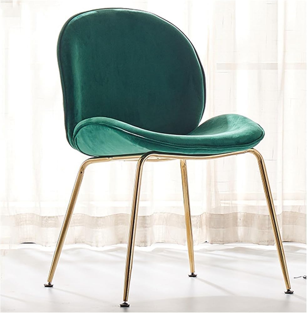 Modern Armless Accent Chair with Gold Metal Legs - Velvet Dining Chair for Living Room, Kitchen, Lounge - Upholstered Side Chair for Dining Room and Makeup Area(Color:Light Pink)